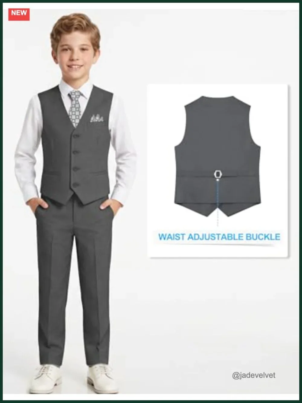 Boys' 6-Piece Formal Slim Fit Suit Vest Set Adjustable Waist